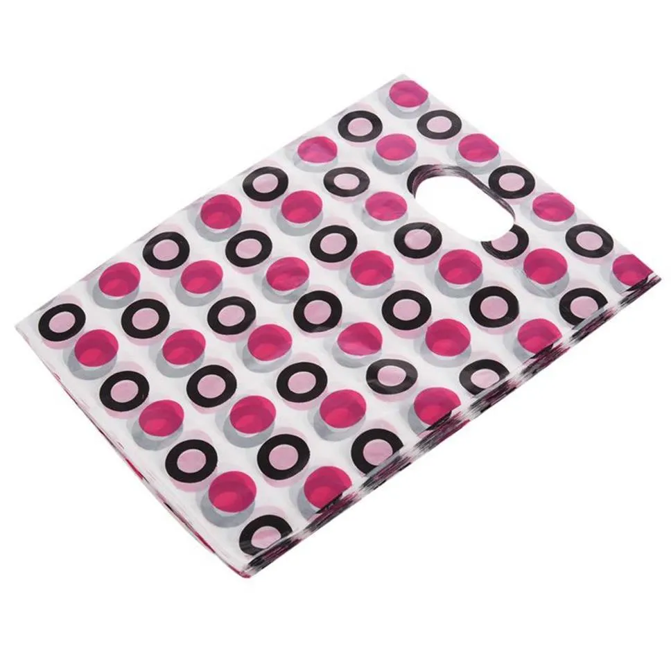 100st Pretty Mini Mixed Mönster Plastiska smycken Presentpåse Shopping Pouch 20 15 cm Styles 3243a