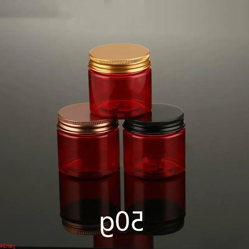 Barattolo riutilizzabile in plastica rossa da 50 g Contenitore vuoto per lozione cosmetica Crema Contenitore per caramelle Tè Bottiglia da viaggio per pillola di stoccaggio 30 pzbuone quantità Bqiog