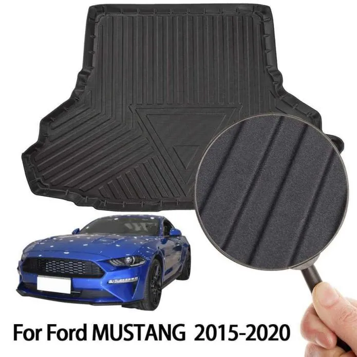 Ford Mustang 20152020ブラックラバーカートランクライナーカバーProtector2004119に適合するリアブートカーゴマットフィット