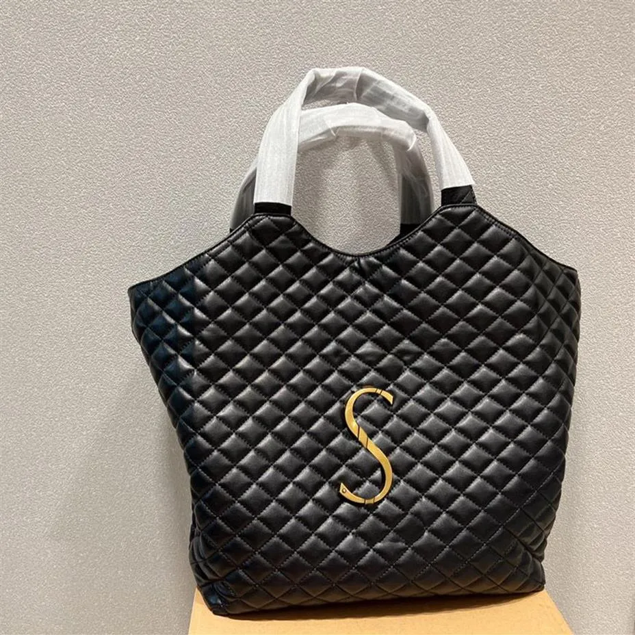 Модная трендовая женская сумка-тоут, женская дизайнерская сумка для покупок Icare maxi, черно-белая кожаная дорожная пляжная сумка на большие плечи H345U