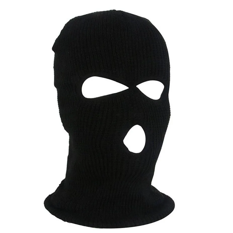 OutdoorCycling fio acrílico máscara facial completa bicicleta esqui passeio máscara inverno boné balaclava capuz exército tático 3 hole250p