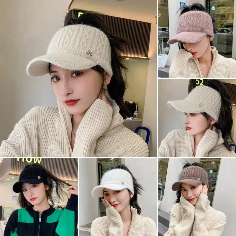 Berets Ladies Winter Hat Stylish Women's Autumn Knitting Baseball With Extended Brim For Outdoor Sports Golf Warm