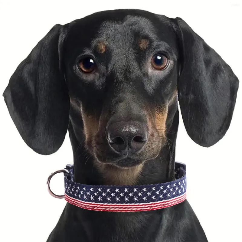 Hundkläder American Flag Collar Independence Day Heavy Duty Justerbar Söta mjuka kattkrage Pet för litet medium