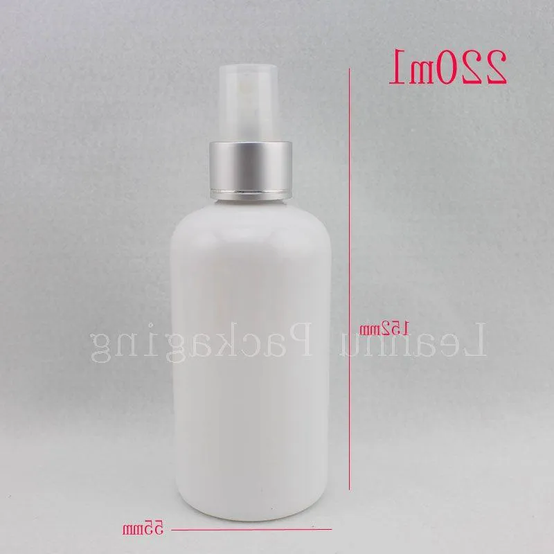 220 ml x 20 botella cosmética de plástico con rociador vacío blanco 220 cc rociador de niebla fina refil botellas de plástico contenedor de embalaje cosmético Ornbt