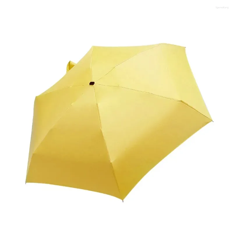 우산 주름 5 우산 접이식 여행 평평한 가벼운 햇빛 선생 미니 파라솔 포켓 보호 가능한 여성