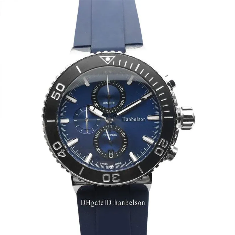 NEUE Herren-Sportuhr-Armbanduhren, Japan, Quarzwerk, Chronograph, blaues Zifferblatt, Armbanduhren, Stahlgehäuse, Montre de Luxe255x