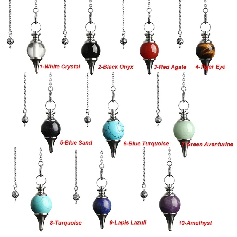 JLN Dowsing Pendulum Balance Reiki Natural Stone Crystal Red Agates Circular Cone Charm Pendant for Men Women Divination Meditation ZZ