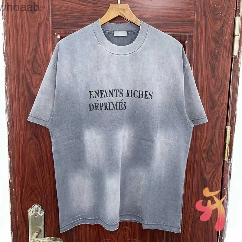 T-shirt da uomo Lavato di alta qualità Gradient Enfants Riches Deprimes Magliette Uomo Donna Cotone Classico Lettera Manica corta Vintage ERD Magliette 240130