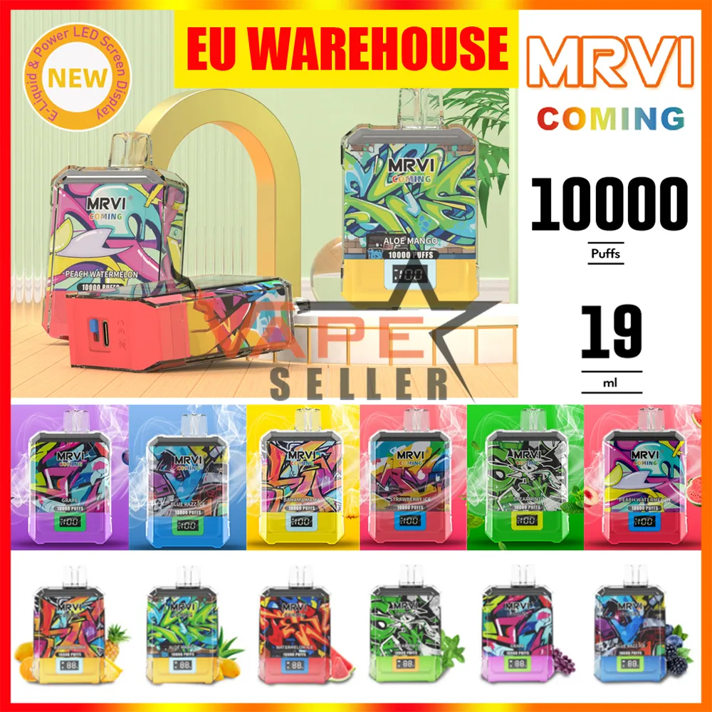 EU 창고 퍼프 10K 스마트 디스플레이 스크린 MRVI COMING 10000 퍼프 일회용 vape e 담배 650mAh 배터리 사전 19ml 카트 24 시간 증기에 5% 선박