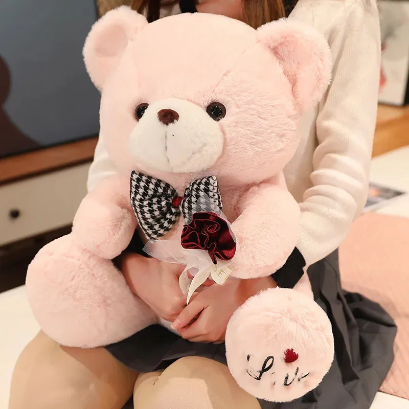 35/45cm Kawaii Teddy Bearぬいぐる人形Love Pillow Bow Tie Rose Bearsぬいぐるみおもちゃぬいぐるみ