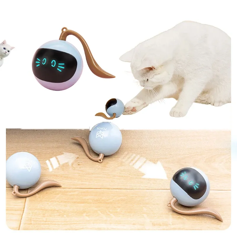 Scratchers Pet Smart Interactive Cat Toy Kolorowa dioda LED Self Rotating Ball Zabemki doładowania USB