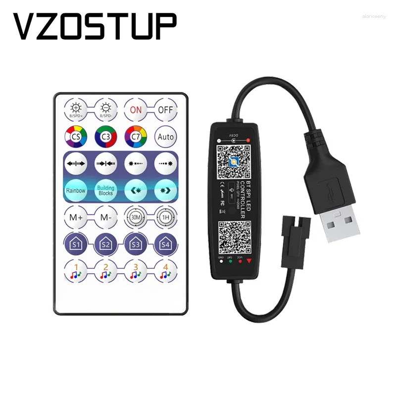 Denetleyiciler WS2812B Denetleyici Bluetooth Müzik Uygulaması Piksel LED Şerit Işığı İçin Kontrol SK6812 WS2811 WS2812 Bant Işıkları USB 5V uzaktan kumanda