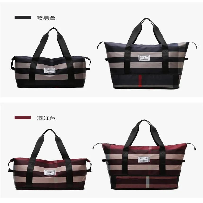 HBP new one shoulder bag fashion lattice large capacity waterproof travel sports swimming fitness bag light height can be extended228N