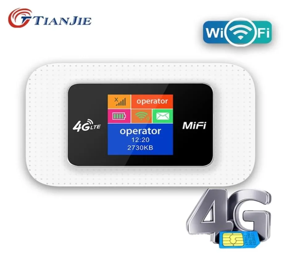 Tianjie 4G SIM Card Wi -Fi Router Mobile Wi -Fi LTE 100Mbps Partner podróży bezprzewodowy punkt Pocket Spot szerokopasmowy 4G3G MOFI MODEM 2109184398277