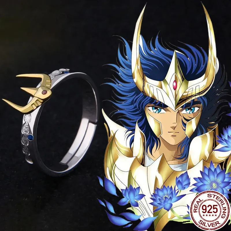 Halskette Anime Saint Seiya Tuch Mythos Phoenix Ikki Cosplay 925 Sterling Silber Verstellbarer Ring Frauen Männer COS Requisiten Schmuck Geburtstagsgeschenk