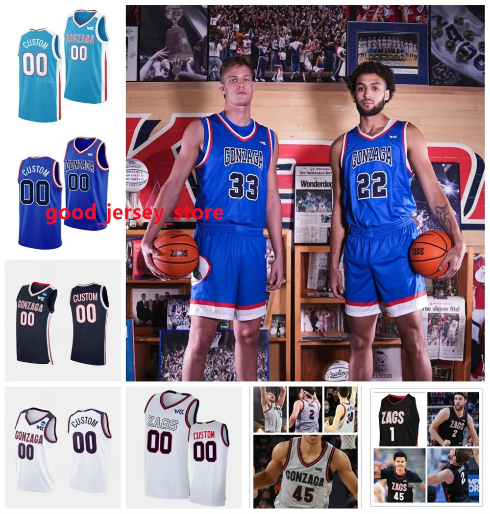 Gonzaga Bulldogs Basketball Jersey Customizable Mens Zags Replica