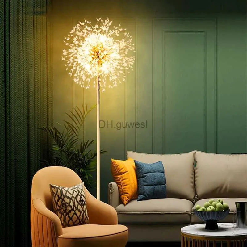 Lâmpadas de assoalho moda moderna haste de vidro cristal dandelion lâmpada de assoalho sala de estar decoração quarto estudo sofá led iluminação interior para casa yq240130