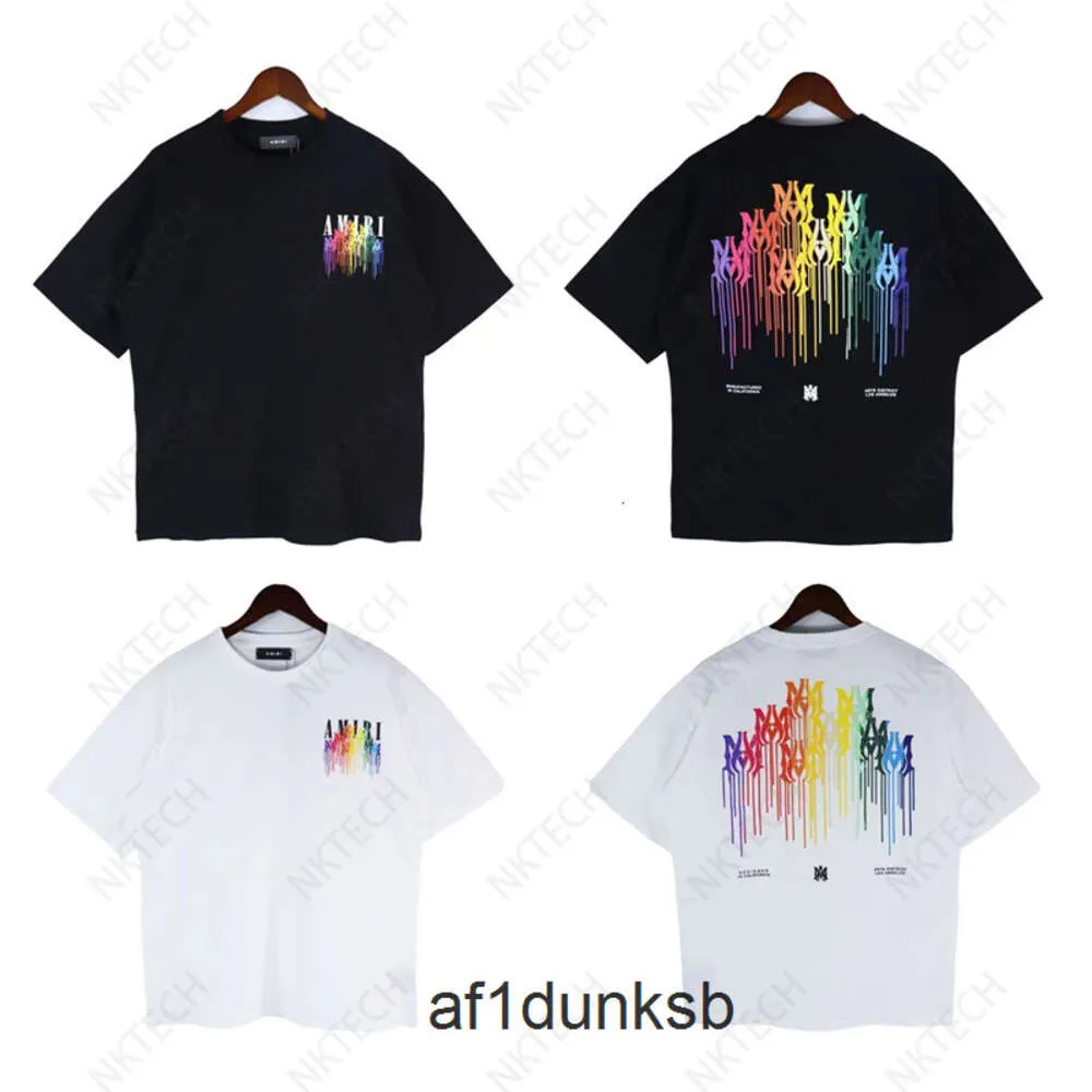 Sports Amari Design Brand Amirirliness Casua Amirl 2023 Summer Beach Mens Letter Tshirt Senaste Street Trend Am Printed Mönster överdimensionerad löpning