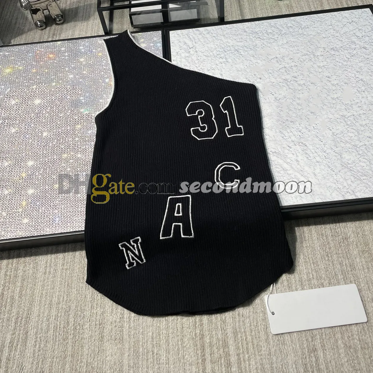 One Shoulder Tanks Top Women Letters Embroidered Vest Spring Summer Sport Tank Tops Sleeveless Vests