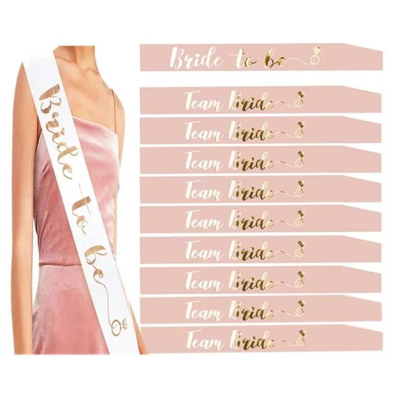 Kombination Bachelorette Party Sash Bride To Be Sash och Team Bride for Wedding Bridesmaid Gift Brudduschdekor217b