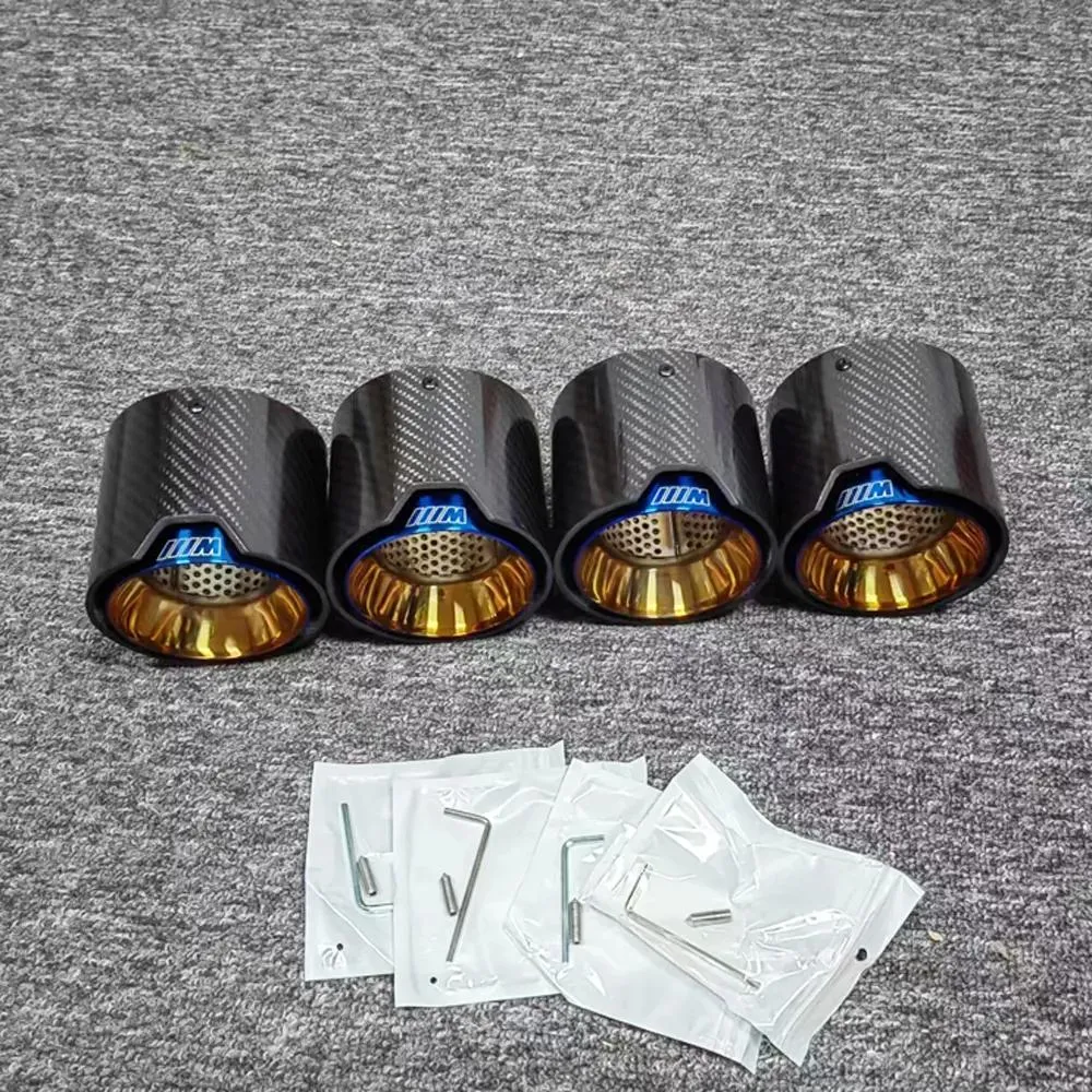 Blue Stainless Steel Exhaust Tip For BMW M3 G80 M4 G82 G83 With M Logo Carbon Fiber Muffler Tip Rear Nozzles Tails Throat ZZ