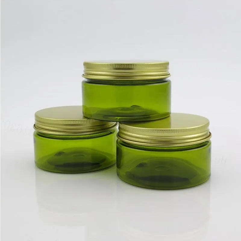 30 x 100 g tom grön grädde kosmetisk burk med guld aluminium cap tätning sebbu