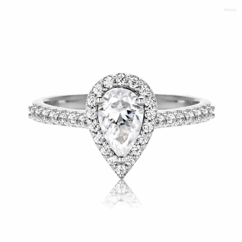 ペンダントネックレスAnujewel 1ct Pear Cut Moissanite Engagement Wedding Ring 925女性宝石用のスターリングシルバーリングWhole285n