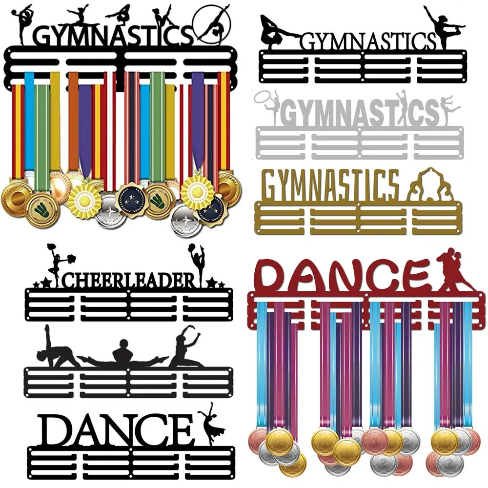 Komponenter Gymnastikmedalj Display Hanger 5 Artistic Figure Gymnastik Sportmedaljhållare Iron Medals Display Rack Wall Mounted Multiple