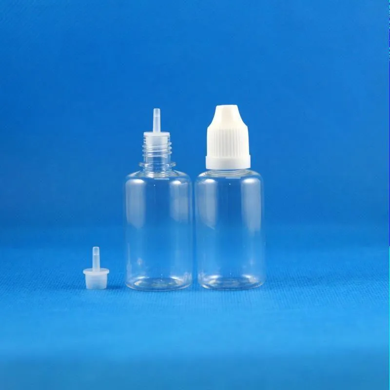 100 세트/로트 30ml 애완 동물 플라스틱 드롭퍼 병 어린이 증명 긴 얇은 팁 e 액체 증기 vapt 주스 e-liquide 30 ml ffafp pcouv