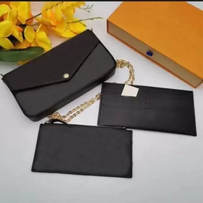 3 Stück/Set Lieblings-Pochette-Accessoires Damen Umhängetaschen Geldbörse Messenger Bags Handtaschen Blumen Schulter Dame Leder