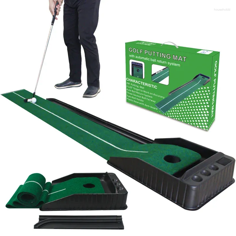 Aides à l'entraînement de golf KOFULL Putting Green Mini Mat avec retour de balle pour la pratique du putter Outils intérieurs/extérieurs