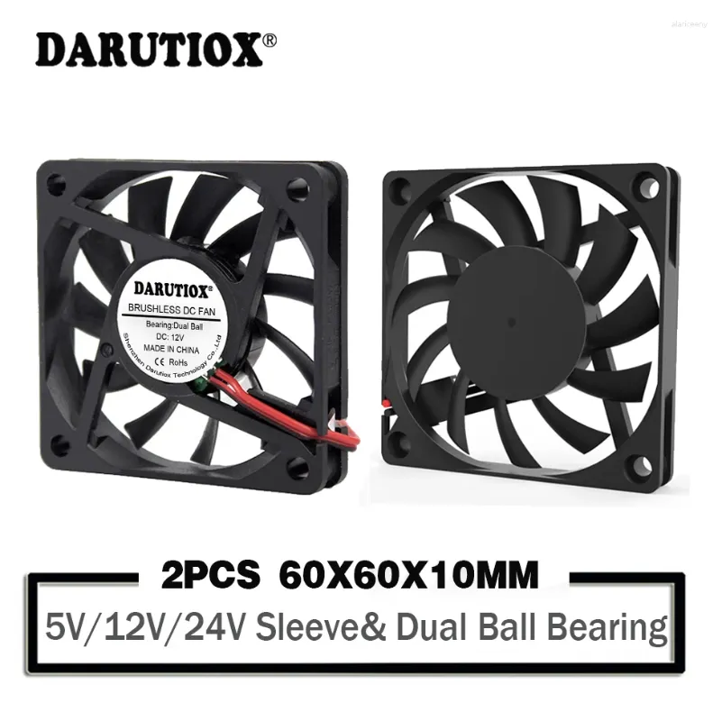 Datorkylningar 2 st 60mm 5V 12V 24V Brushless USB 2Pin 3Pin DC Cooler Fan 60x60x10mm 6010 6cm för PC CPU -fodralskylning