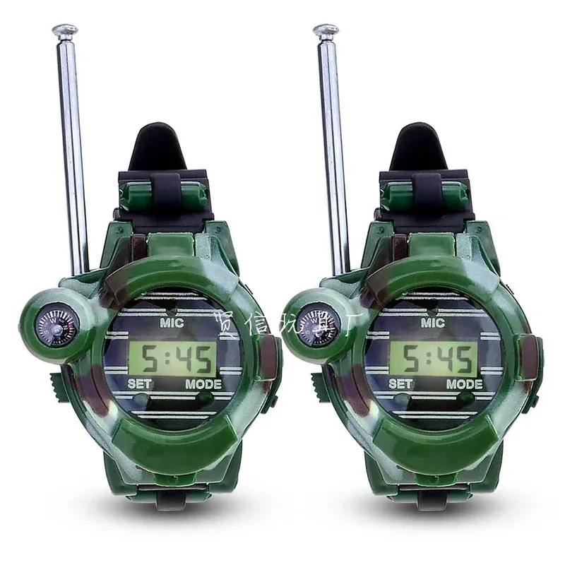 2pcs 7 In 1 Children's Creative Military Walkie-talkie Luminous Watch Interactive Compass Toy For Kids Gift Puzzle Toy 240118