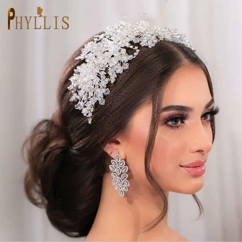 Takı A315 Kristal Gelin Headdress Tasarım Başlığı Kadınlar Tiaras Düğün Baş Bantları Pageant Balo Düğün Saç Takı Kraliçe Taç