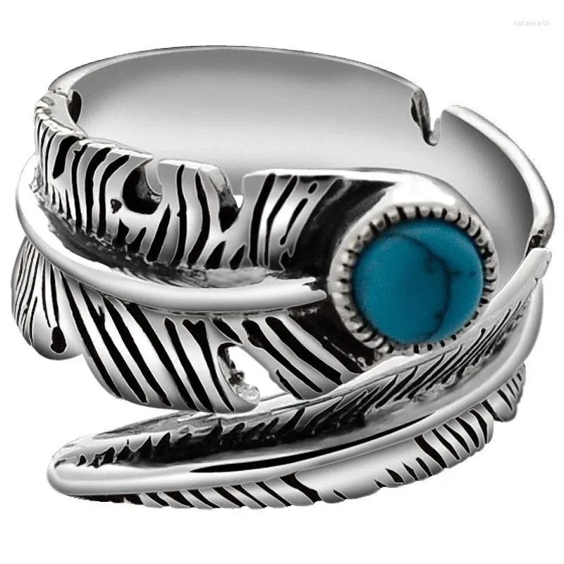 Yan taşlarla ayarlanabilir vintage tibet gümüş tüy nişan yüzüğü kadınlar için kadın düğün takı hediyesi b042