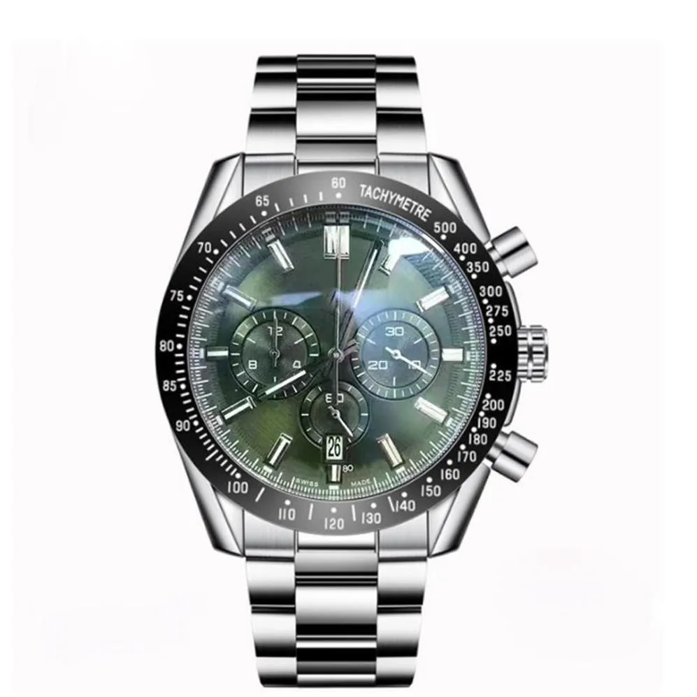 НОВЫЕ мужские часы F1 с зеленым циферблатом, мужские наручные часы, кожаные кварцевые часы VK для фитнеса, спортивные мужские часы, хронограф, японское движение283g