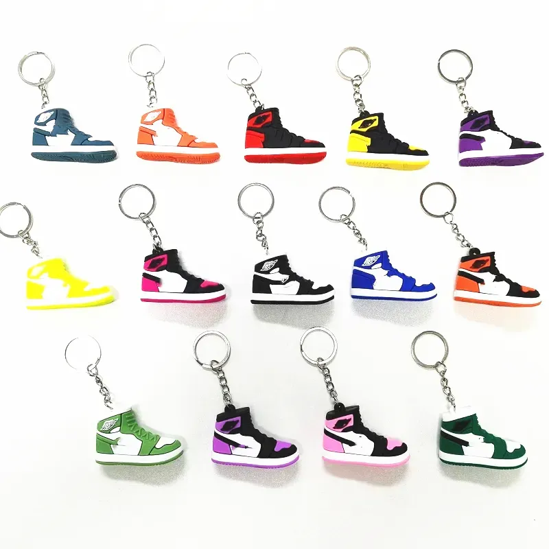 14 Colors Designer Mini 3D Sneaker Keychain Men Women Kids Key Ring Gift Shoes Keychains Handbag Chain Basketball Keychain Silicone ZZ