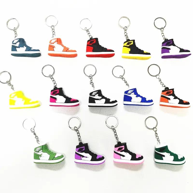 14 kleuren Designer Mini 3D Sneaker sleutelhanger mannen vrouwen kinderen sleutelhanger cadeau schoenen sleutelhangers handtas ketting basketbal sleutelhanger siliconen ZZ