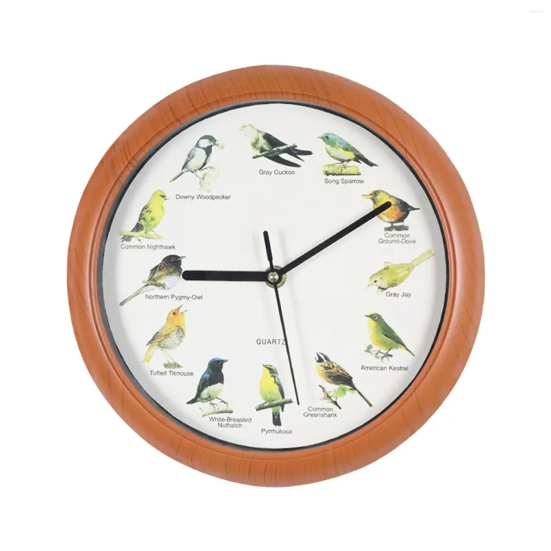 Horloges murales chantant oiseau horloge ronde ornements minimalistes qui chantent avec des sons pour la maison chambres salon table cuisine