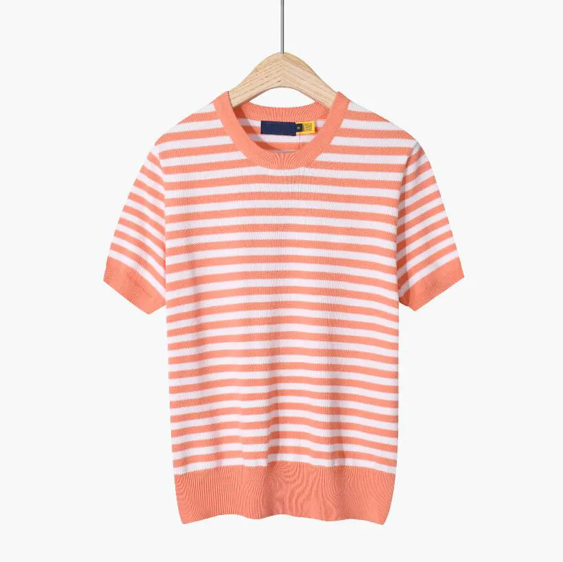 24SS Summer Luxury Femmes Knit T-shirt Designer Polos Femmes Marque Polo High Street Broderie Stripe Impression Vêtements