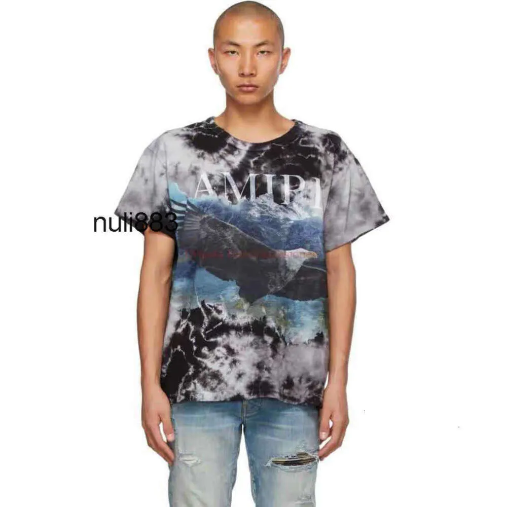 Bin Männer Designer Amari Alt Beschädigt Amirl Frauen Luxus Amirlies Mode Kleidung T-Shirts Am T-Shirt Gewaschen Amis Tie Dye Imiri Direkt Amiiri Spray Eagle T-Shirt Kurz Sl