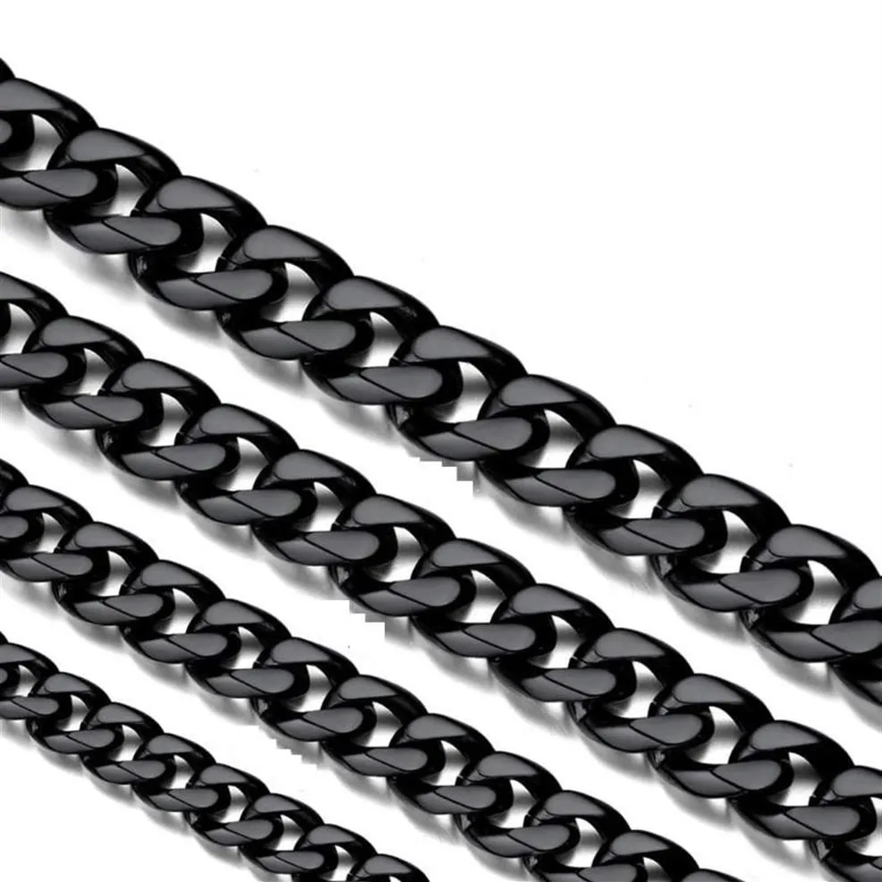 Chains Stainless Steel Miami Cuban Link Necklaces Black For Men Women Basic Punk Jewelry Choker 3MM 5MM 7MM 13MM2778