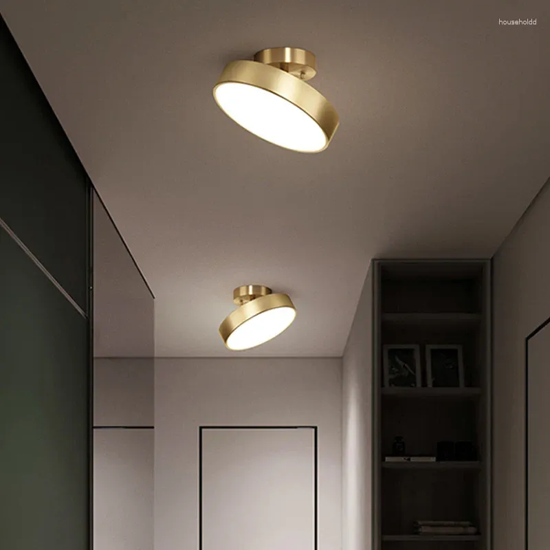 Plafonniers LED modernes pour chambre à coucher salon luminaire en laiton noir abat-jour réglage de l'angle cuisine escaliers allée décor lampe