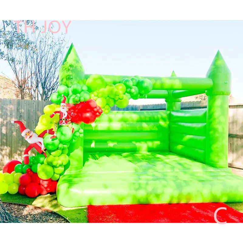 Activités de plein air maison gonflable de videur de mariage vert commercial maison gonflable de Noël château gonflable fête moonwalk maison pour adultes et enfants