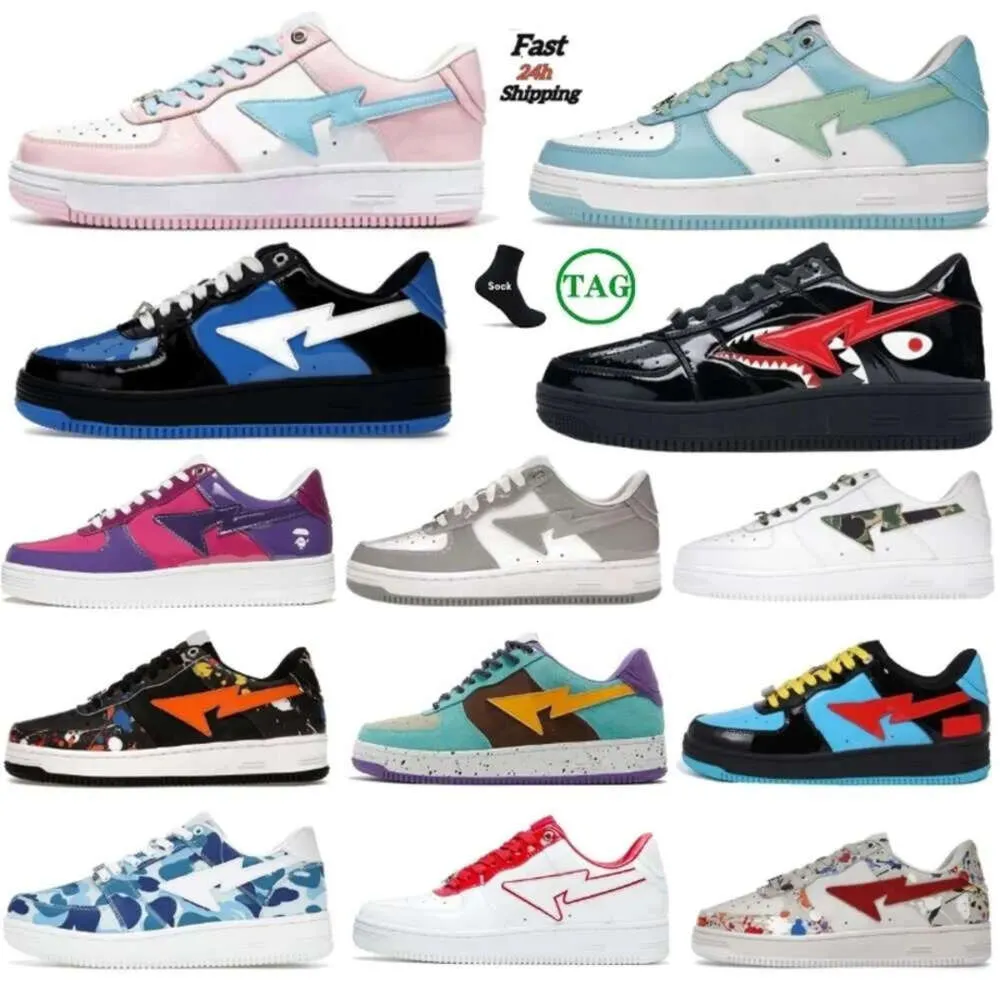 2024 Stask8 Designer Sta Casual Shoes Sk8 Low Men Women Patent Leather Black White Abc Camo Camouflage Skateboarding Sports Ly Sneakers Trainers Outdoor Shark TOP