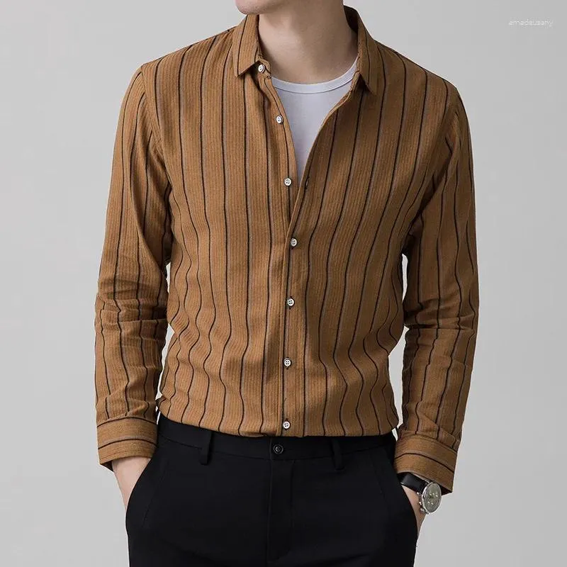 Männer Casual Hemden 2024 Hohe Qualität Klassische Herren Gestreiften Mode Herbst Langarm Slim Fit Shirt Mann Marke Kleidung
