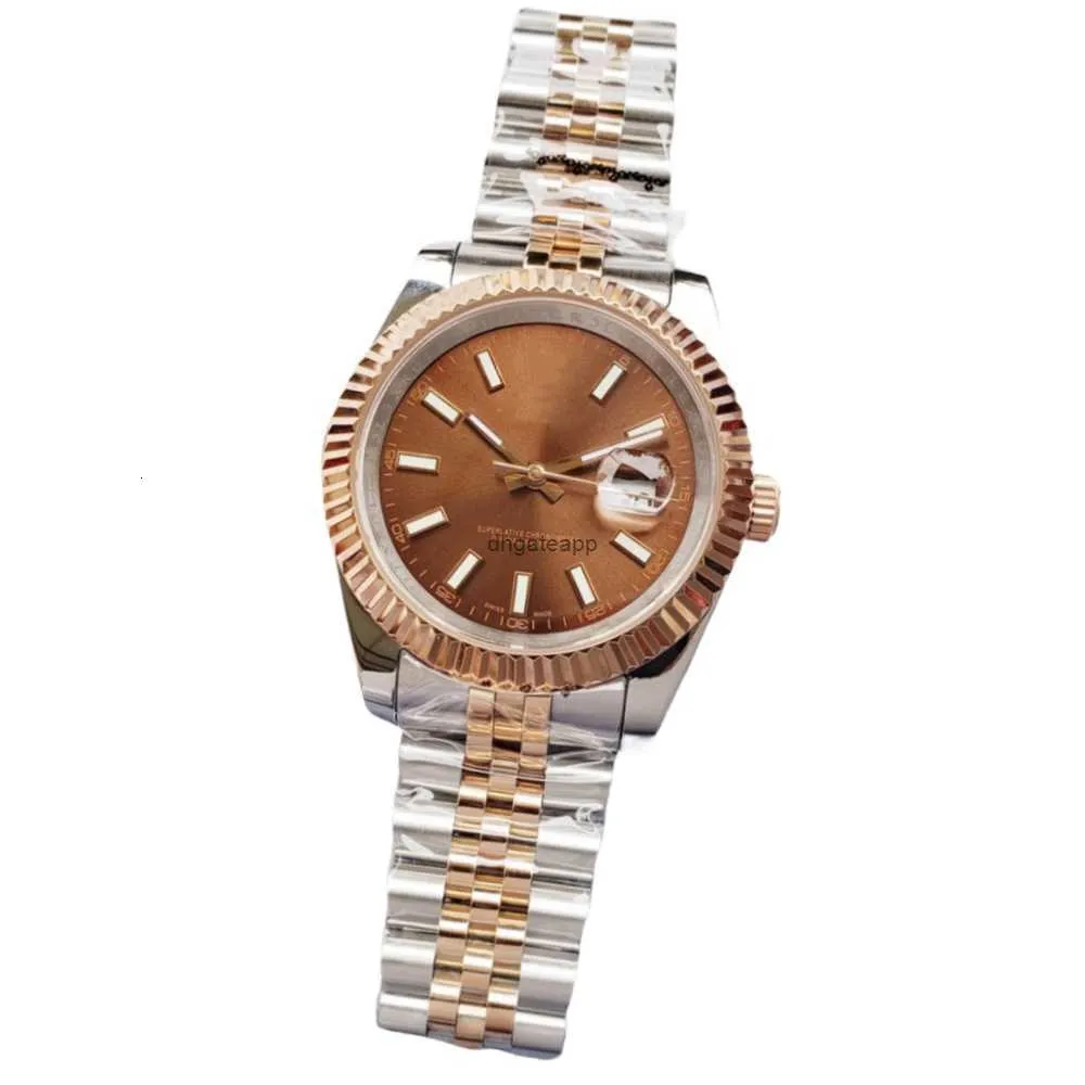 Luxury Automatic Watch for Men Rose Gold, Brown Face, Mechanical