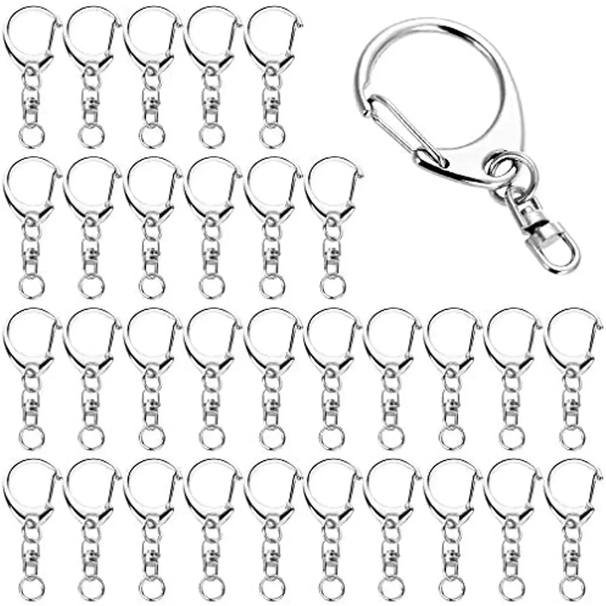 Correntes 100pcs lagosta clasp chaveiro giratório de clipe de 8 grampos de cordão