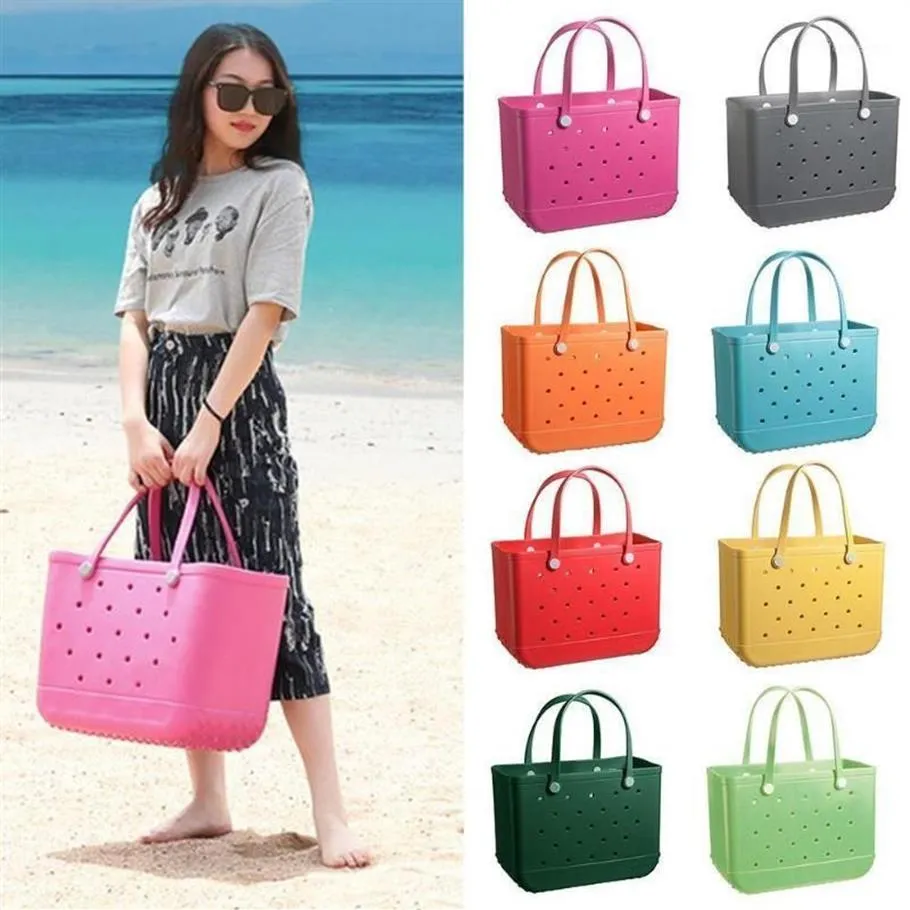 Sacs de rangement Grands captitules Couleur de plage Imitation Silicone panier créatif Portable Femmes Bag1264T