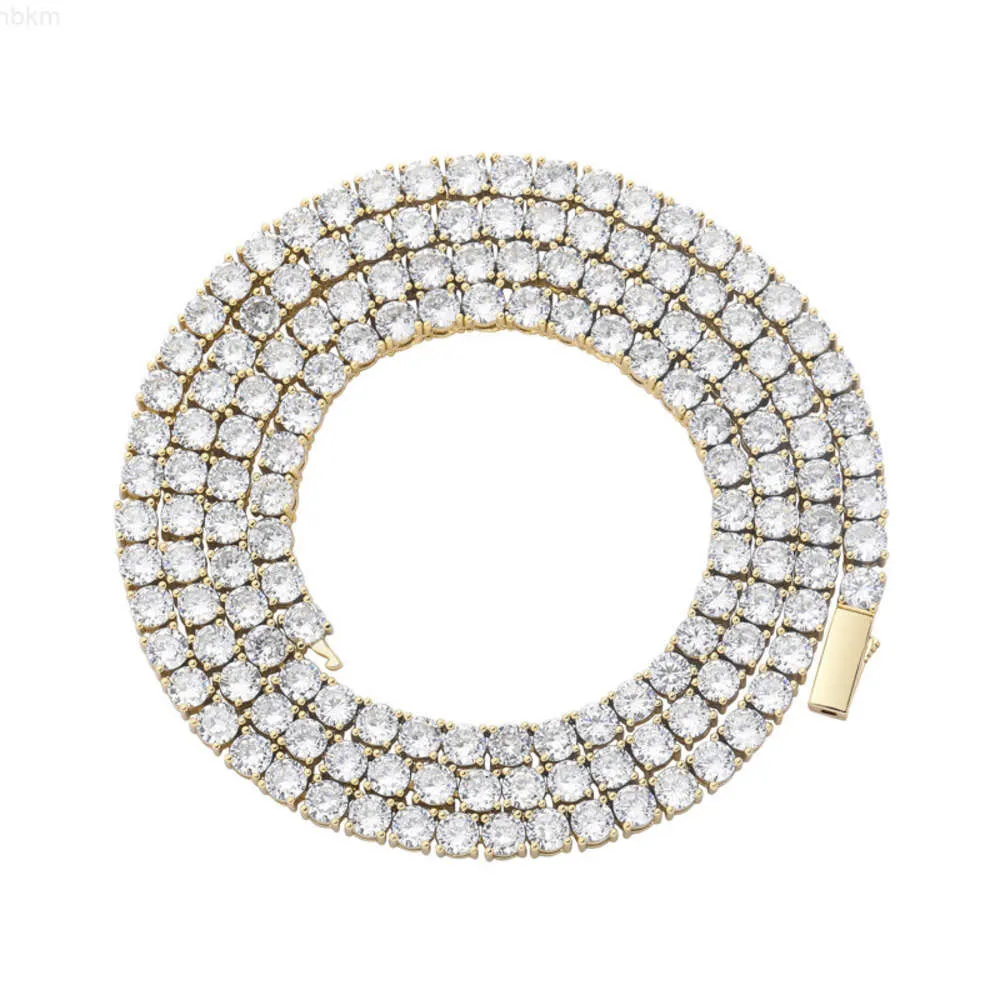 Nouveau collier de tennis en diamant personnalisé en or 14 carats 18 carats, chaîne de tennis de 3 mm, 4 mm et 5 mm avec fermoir à ressort